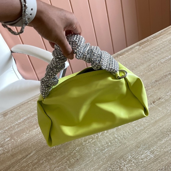 Neon Green Mini Purse Rhinestone Handle - Picture 3 of 3